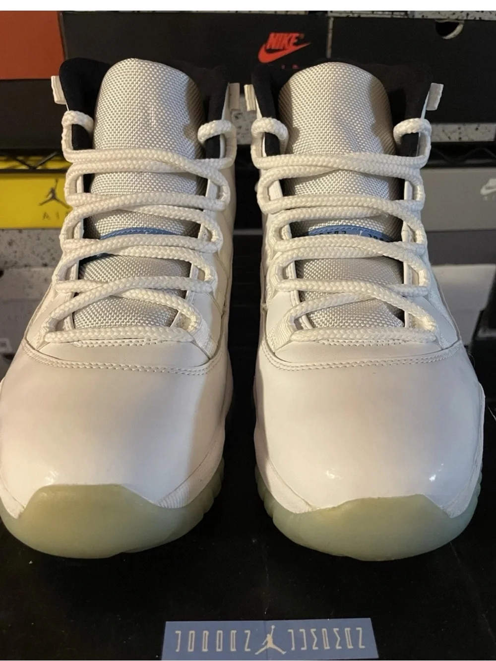 Jordan White and Light Blue High-Top Athletic Sneakers